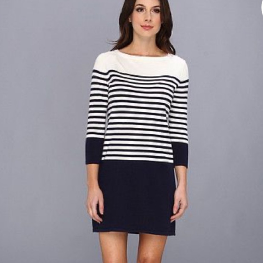 BCBG Maxazria Navy & White Stripe Sweater Dress Size XS